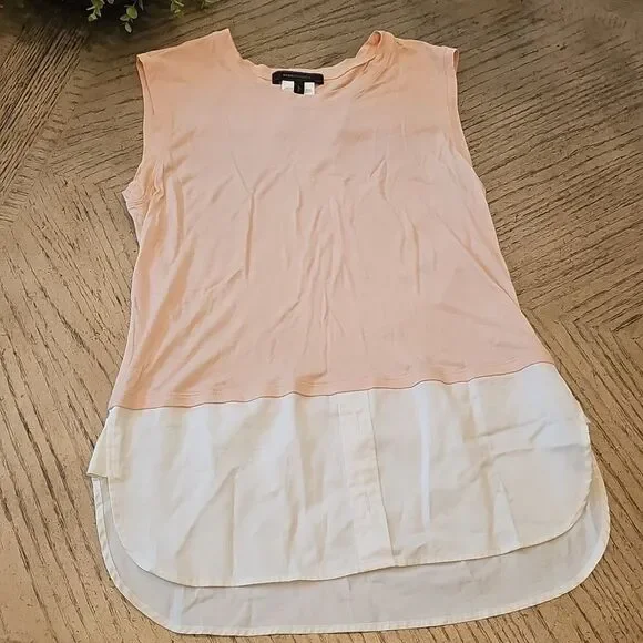 BCBGMaxAzria Peach and White Sleeveless Blouse Size S - Picture 6 of 6